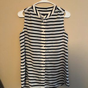 J. CREW - Navy and White Striped Sleeveless Blouse Size 6